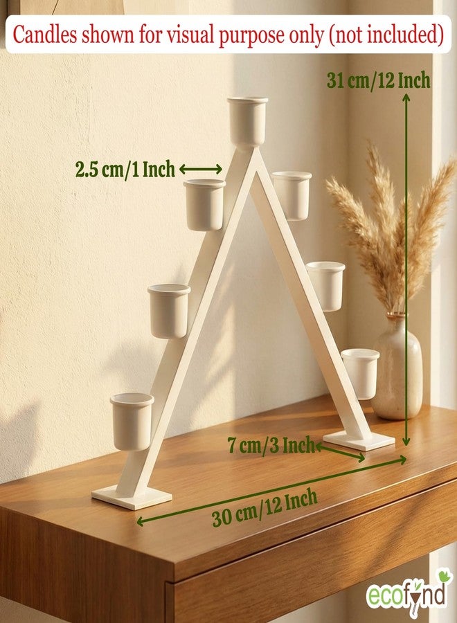 ecofynd Metal A-Frame Shape Multi-Candle Holder, (Pack of 1, White), Tapered Candle Stick Stand for Festival Gift, Decor, Dining Table Decoration, Home, Office (CH004) - Image 2